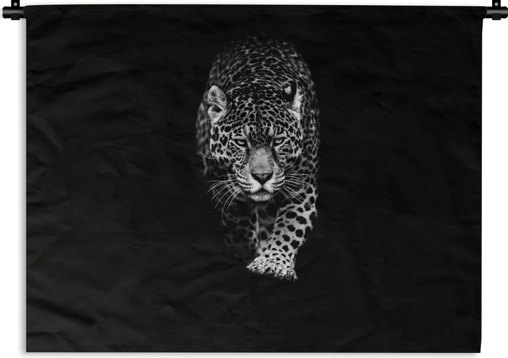 MuchoWow Wandteppich Wandbehang Tiere - Schwarz - Leopard - Weiß - Wild 60x45 cm Tapisserie Dekoration Wandtuch - Das Schlafzimmer