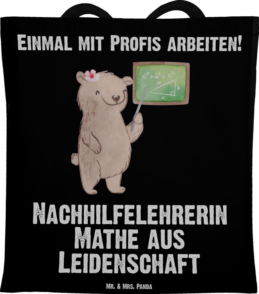 Mr. & Mrs. Panda Schultasche Nachhilfelehrerin Mathe Leidenschaft - Schwarz - Geschenk, Spruch, Nachhilfeunterrricht, einkaufsshopper, Nachhilfe, T...