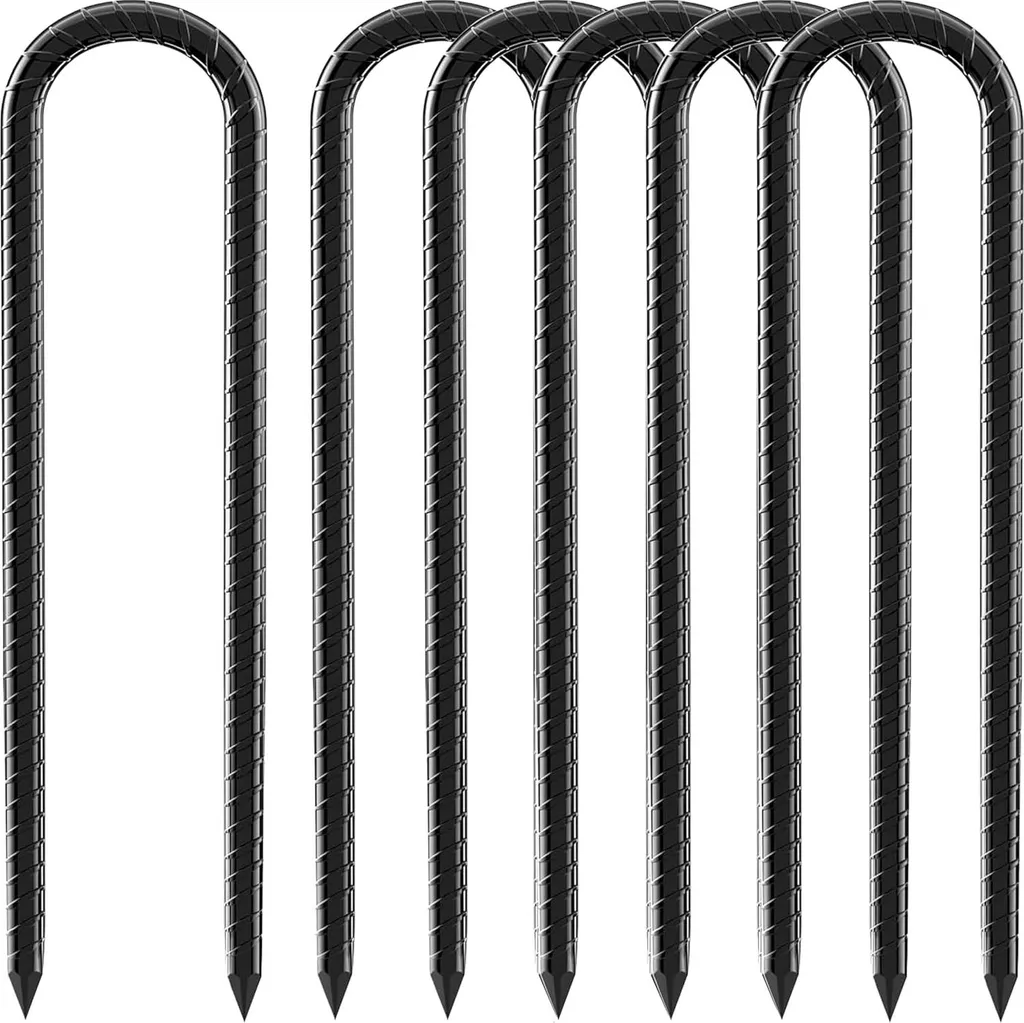 Piquets de tente et trampoline 30 cm acier noir pour camping et sport