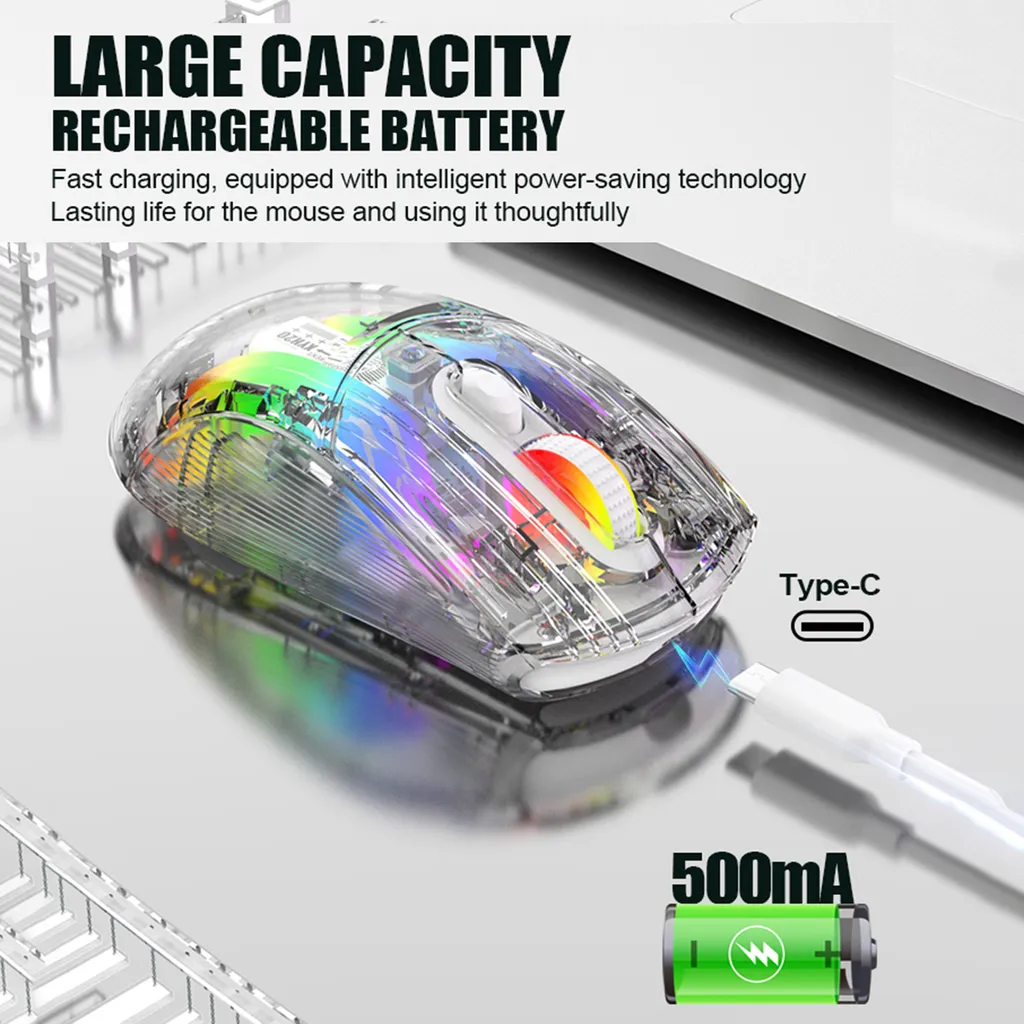 Souris Silencieuse 3 Modes avec Effet RGB et DPI Ajustable - Noir Fumée