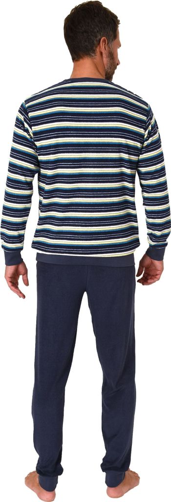 Eleganter Herren langarm Frottee Schlafanzug Pyjama mit Bündchen - auch in Übergrößen ; gelb1 , 52