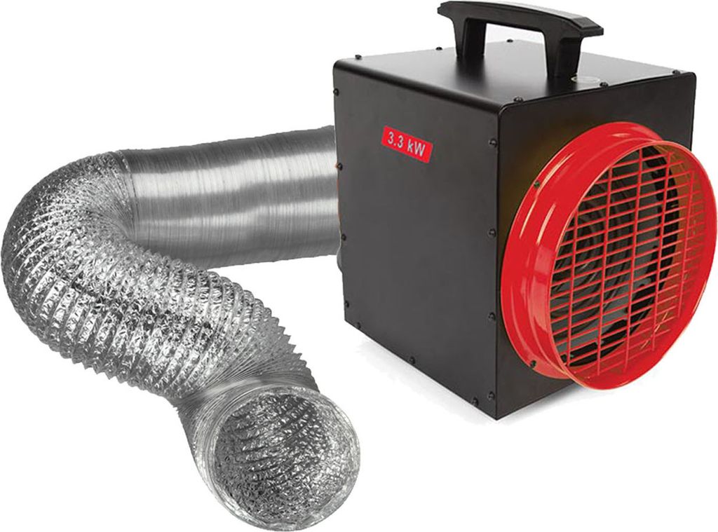 Elektrischer Baustellenheizer mit Thermostat & Luftschlauch Produktbild 