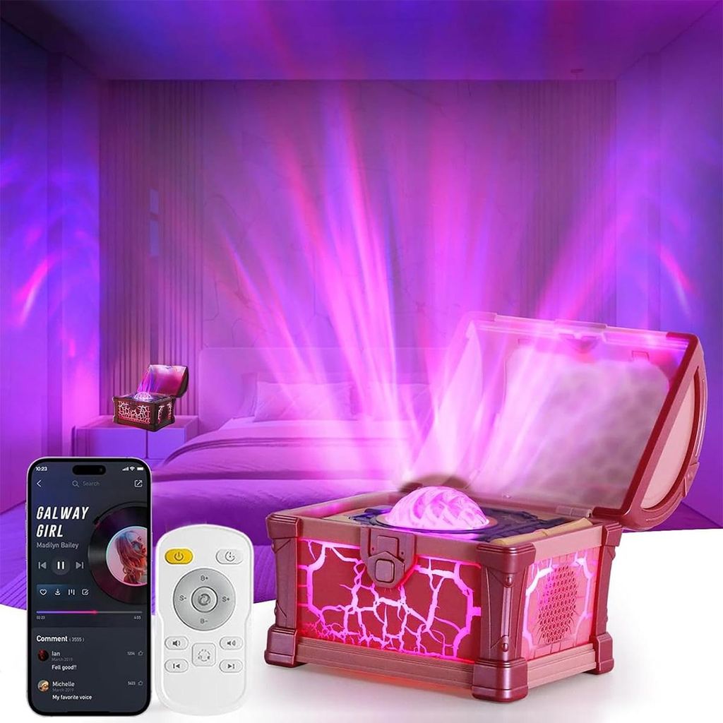 Sternenhimmel Projektoren, Kreativ Schatztruhe Galaxy Projector für Zimmer Deko, LED Polarlicht Lampe mit 8 Beleuchtungsmodi & Fernbedienung, Gesc...