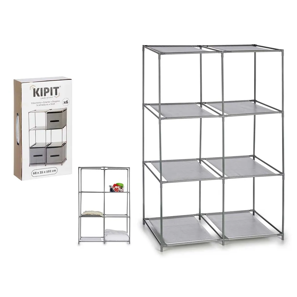 Étagère de stockage 6 compartiments Gris - Bibliothèque modulable design