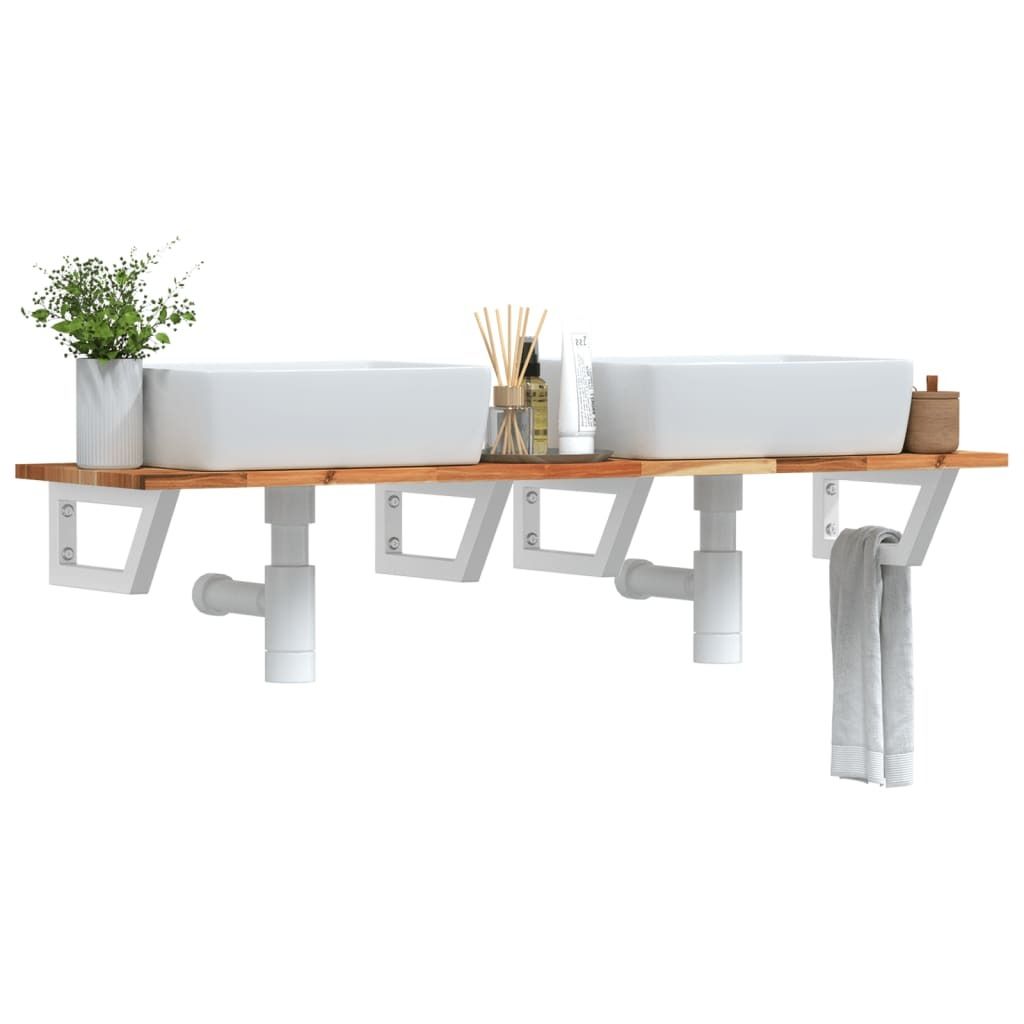 "SALE 2026"Waschbeckenregal/Badezimmermöbel- modernes Design - Badkommode - Wandmontage Stahl und Akazienholz NEU841733 - Badezimmerschränke