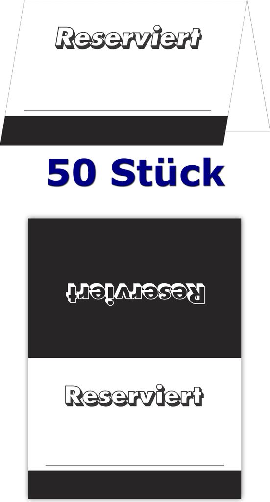 50 Stück neutrale Tischkarten Tischaufsteller reserviert Namenskarte schwarz TK-103 Gastronomiekarten zur Reservierung der Tische ihrer Feier für...