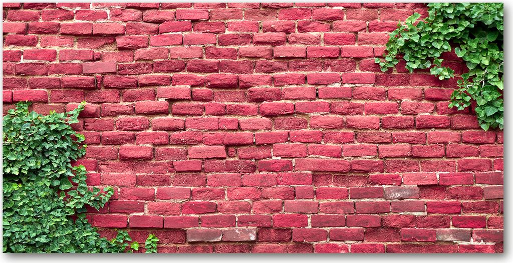 Tulup Glas-Bild -140x70- Wandkunst Dekorative Wand für Küche & Wohnzimmer - Sonstige - Backsteinmauer - Rot