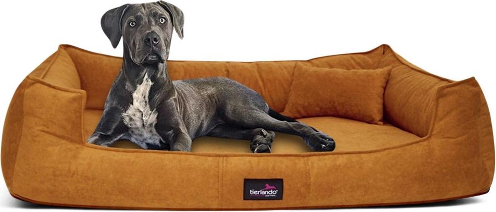 tierlando Orthopädisches Hundebett BRUCE VELOURS Waschbar Große Hunde L XL Soft - Größe: 110x90cm | Farbe: 18 Ocker Orange
