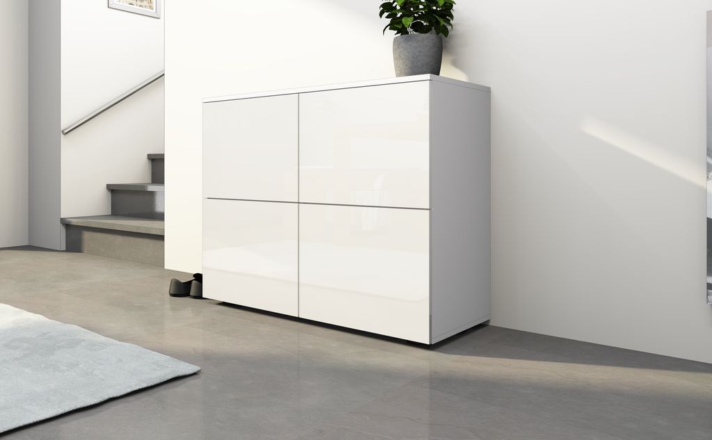 Kommode "Rova" 4-türig weiß-glänzend Produktbild 