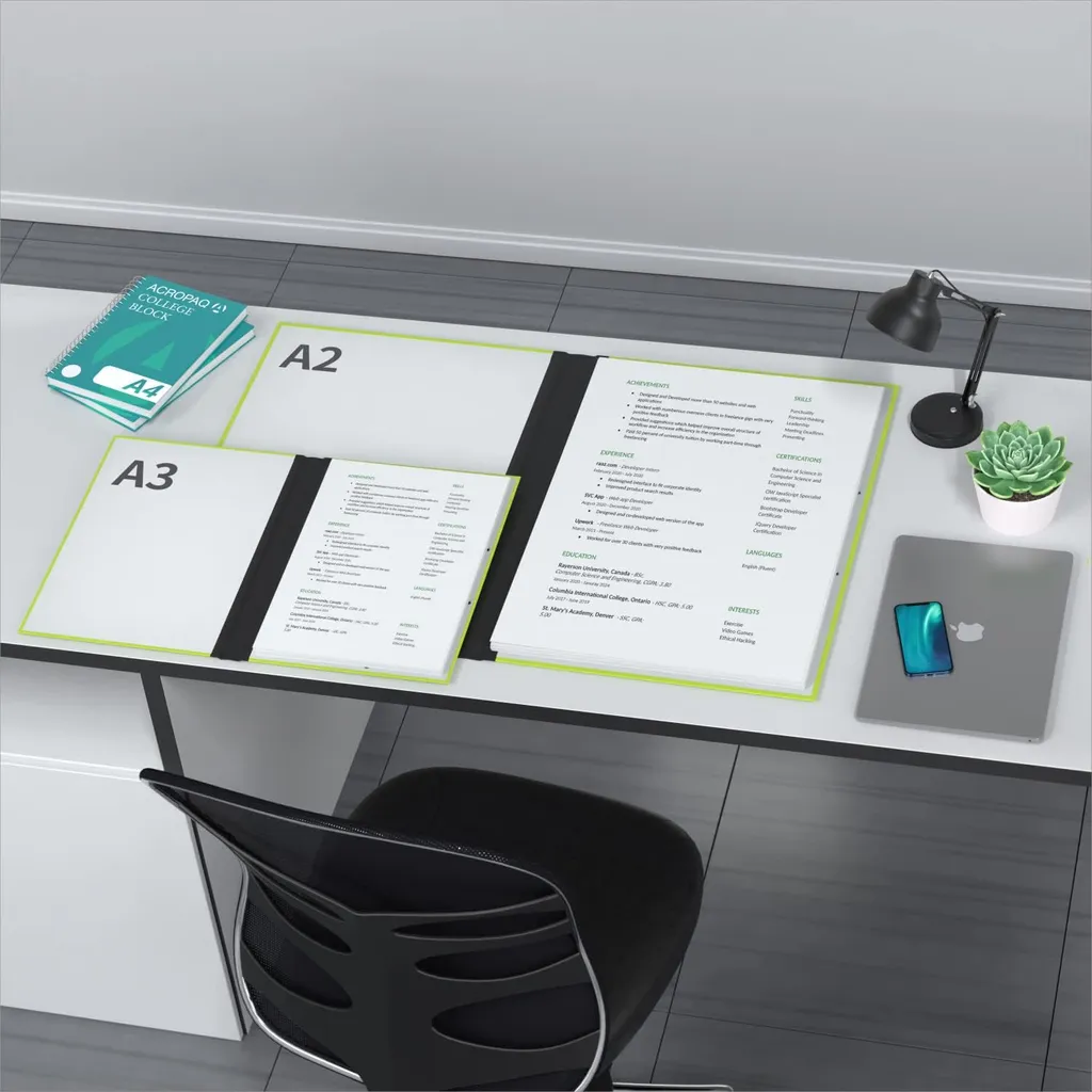 Classeur A3 Vert Anti-Pliure 32x45 cm : Solution Dos Extensible et Élastique - 4