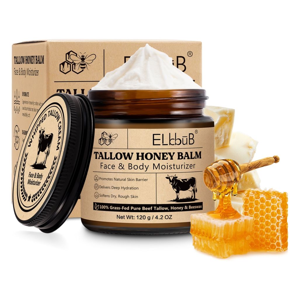 Hautpflege Gesicht Balsam Hautcreme Hautpflegecreme Rindertalg Honig Beef Tallow Creme, 1x 120g
