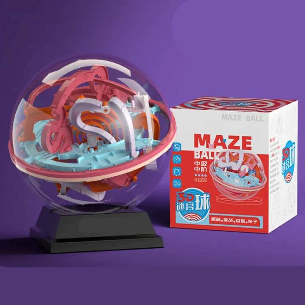 Labyrinthe 3D Sphérique Transparent 18cm - Jeu de Patience Éducatif