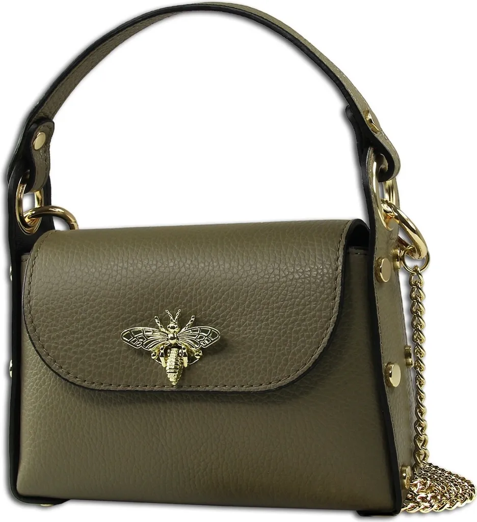 Sac cuir bandoulière pour voyage et ville gris vert taupe foncé chic