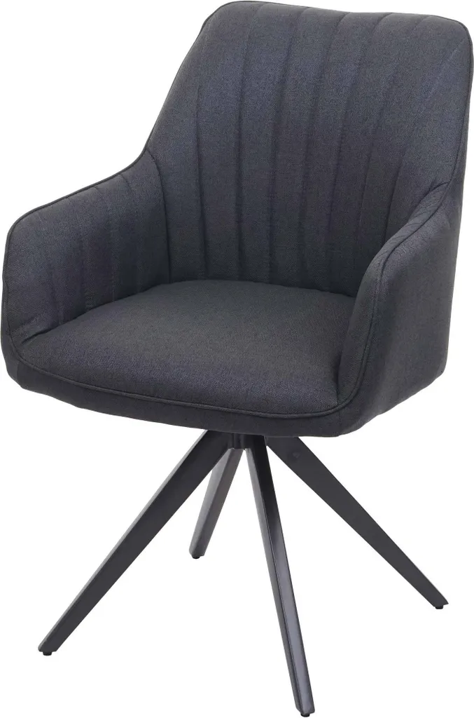 Chaise salle à manger HWC-H73 rétro en acier et tissu gris foncé