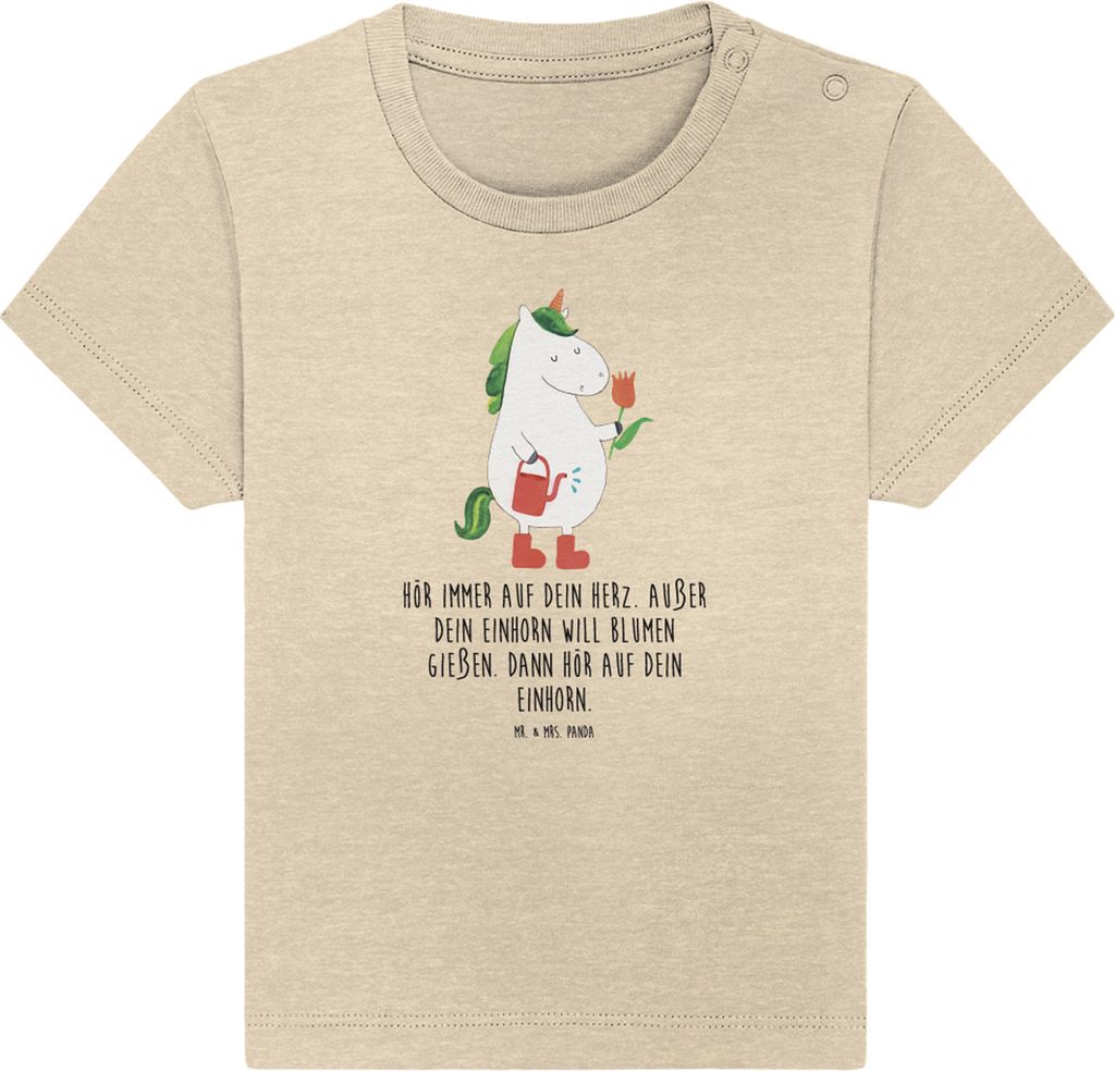 Mr. & Mrs. Panda T-Shirt Einhorn Gärtner 0. - 6. Monat - Natural Raw - Geschenk, Giesskanne, Organic Baby, Unicorn, Baumwolle Shirt, Babyshirt, Ki...