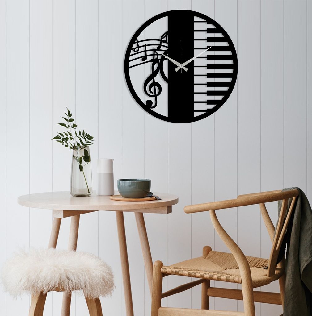 Opviq, Metal- TNL2129, Schwarz, Wanduhren, 48 x 48 cm, 100% Produktbild 