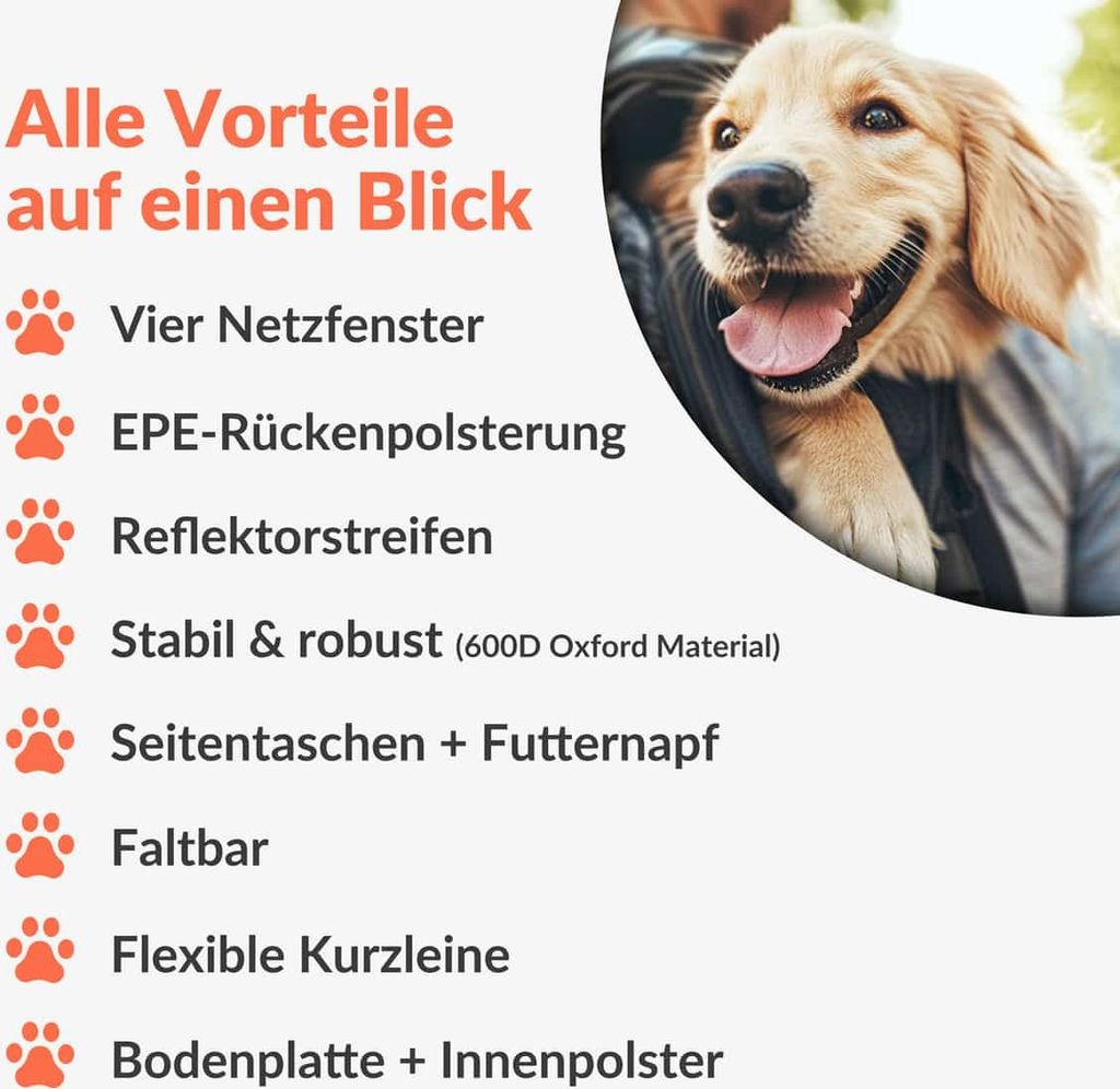 CADOCA® Haustierrucksack bis 20 kg verstellbare Gurte Produktbild 10