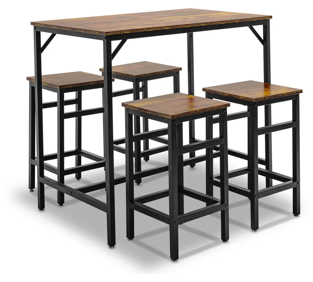 Ensemble Table de Bar Sabi et 4 Tabourets pour Gagner de la Place Salon