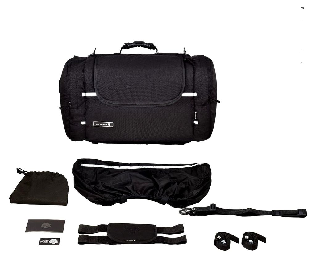 Hecktasche für Motorräder, rollenförmig, aus wasserdichtem Cordura, 51 Liter Volumen mit zusätzlicher Regenhülle
