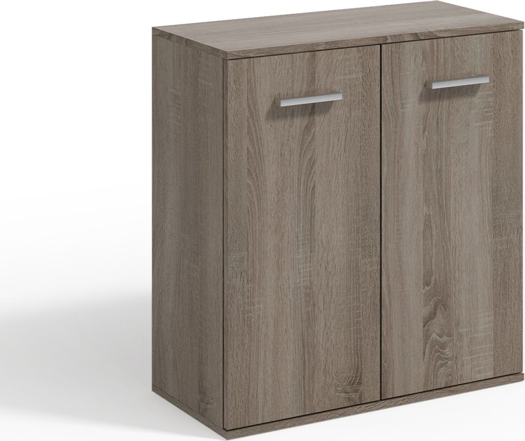 Masseno Kommode GIACOMO IV 75 cm Sideboard mit 2 Türen für Wohnzimmer Schlafzimmer Modern 75x33x85 cm Trüffeleichefarben / Trüffeleichefarben