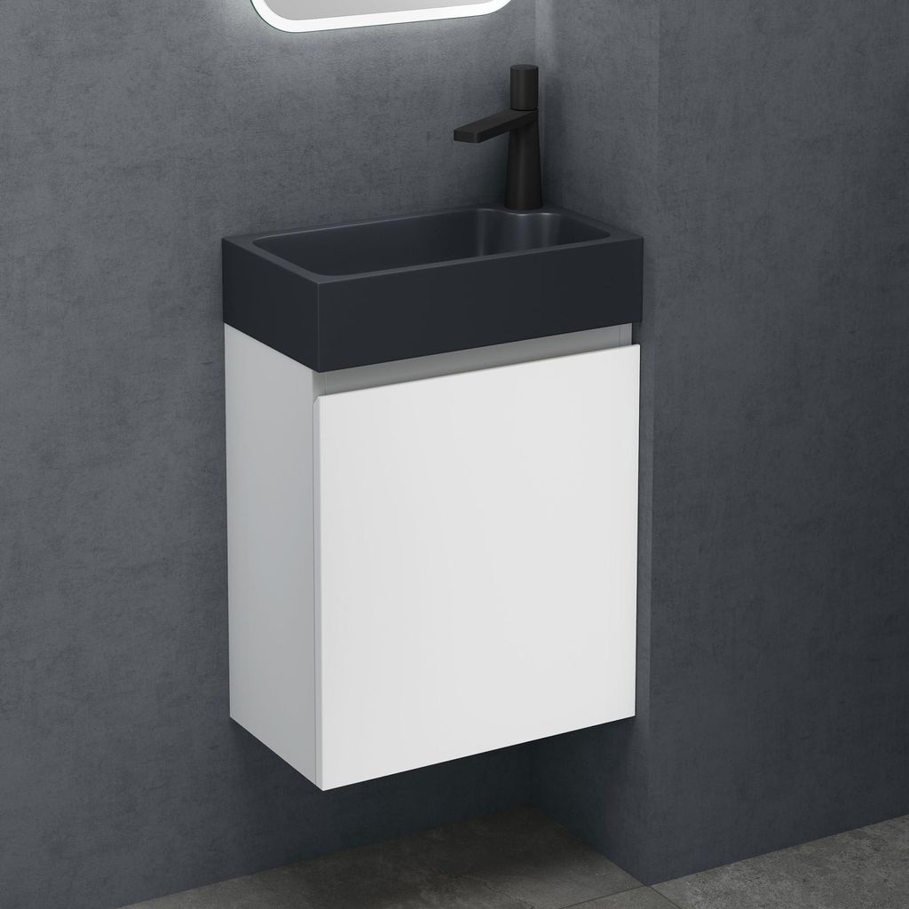doporro Petit Meuble de Salle de Bain Suspendu 46cm Blanc Image du produit 