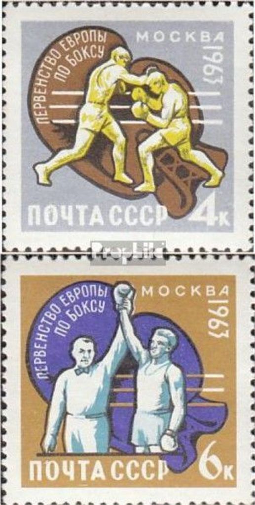 Briefmarken Sowjetunion 1963 Mi 2767-2768 (kompl.Ausg.) postfrisch EM im Boxen, Moskau