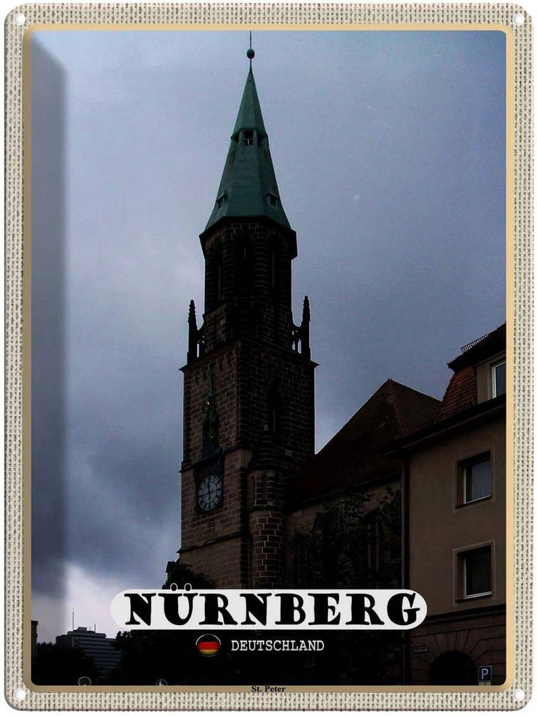 vianmo Blechschild 40x30 cm Nürnberg St. Peter Kirche Bildmotiv Reisemotiv Abenteuer Reisen