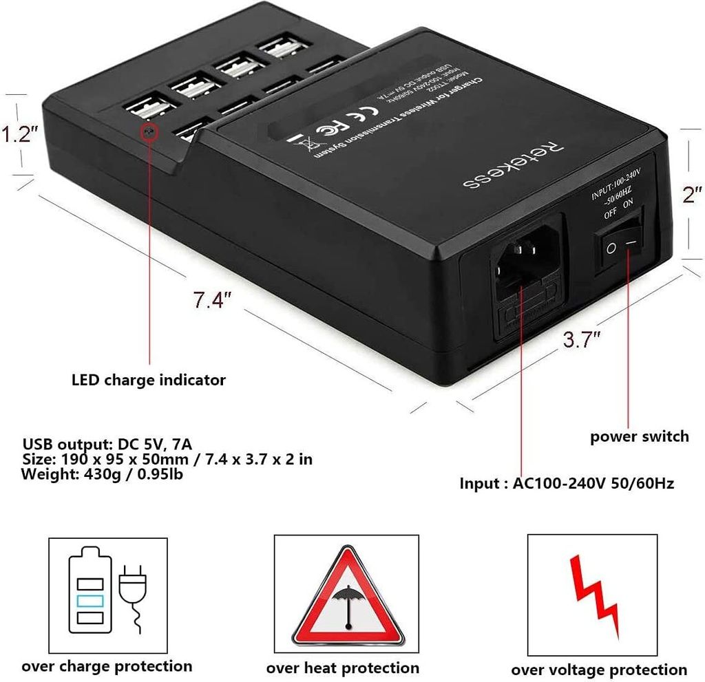 Retekess TT002 16portová USB nabíječka pro Retekess Tour Obrázek produktu 2