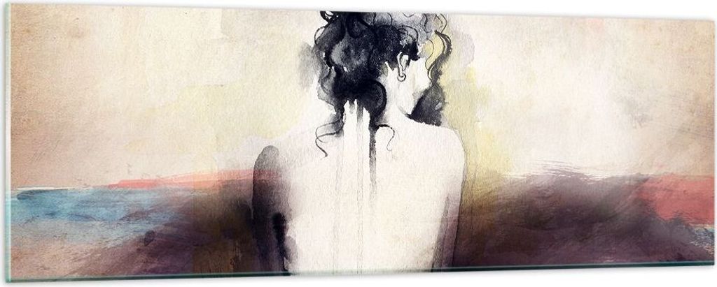 Bilder auf glas - Frau handeln nackt - 90x30cm - Glasbilder - Wandbilder - Kunstdruck - zum Aufhängen bereit - Wanddekoration aus Glas - Glas Bild...