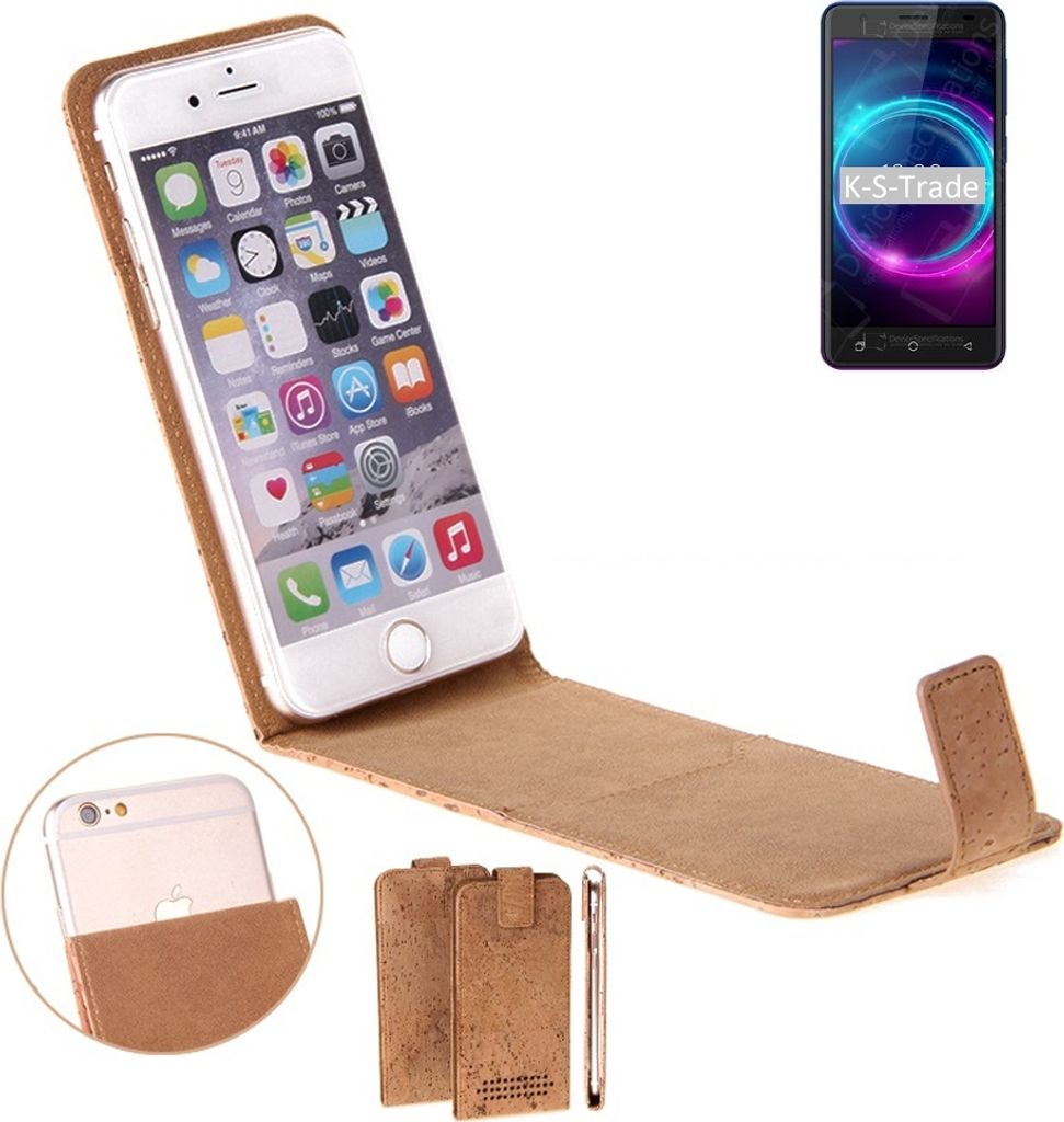 K-S-Trade Handyhülle kompatibel mit BQ Mobile BQ-5046L Choice LTE Kork Hülle Flipstyle Case Schutzhülle Kork Case Hülle Flip cover Klapphülle