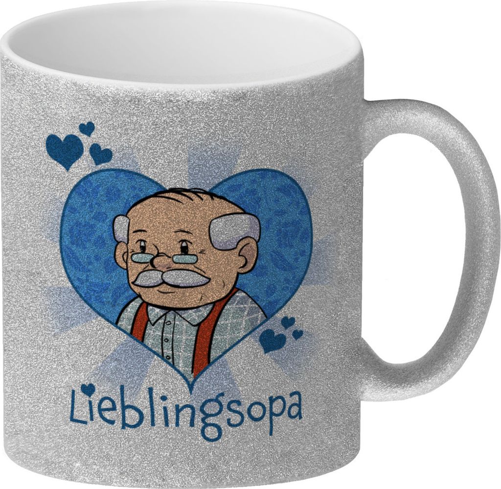 Lieblingsopa Glitzer-Kaffeebecher mit Opa im Herz Produktbild 