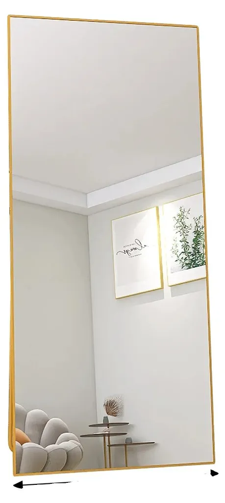 Miroir de plein-pied doré pour vérifier votre tenue et décorer le salon