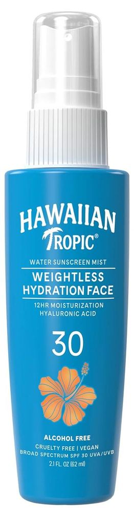 Hawaiian Tropic Weightless Hydration Face Sunscreen Mist, SPF 30, 2.1 FL OZ (62 mL)