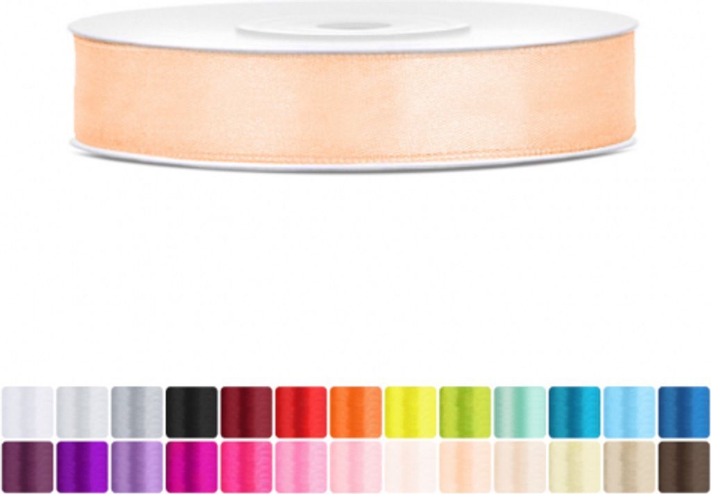 Satinband 12mm Apricot - 25 Meter Rolle Geschenk- & Produktbild 