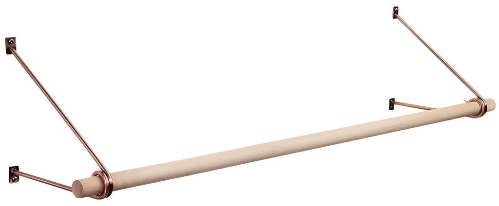 SOTECH Garderobenstangen-Set T260 Rosengold – Rundstabhalterung Ø 30 mm + Buche Ø 30 x 800 mm + Clips