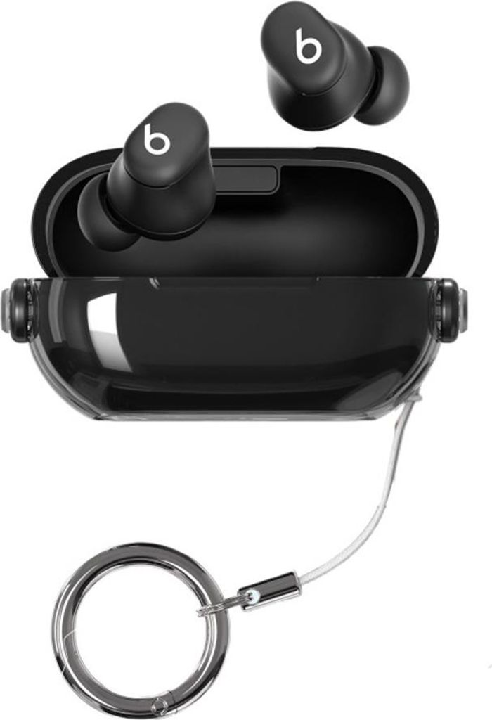 INF Schutzhülle für Beats Solo Buds - Transparente PC TPU Abdeckung mit Verschluss Transparent+Schwarz
