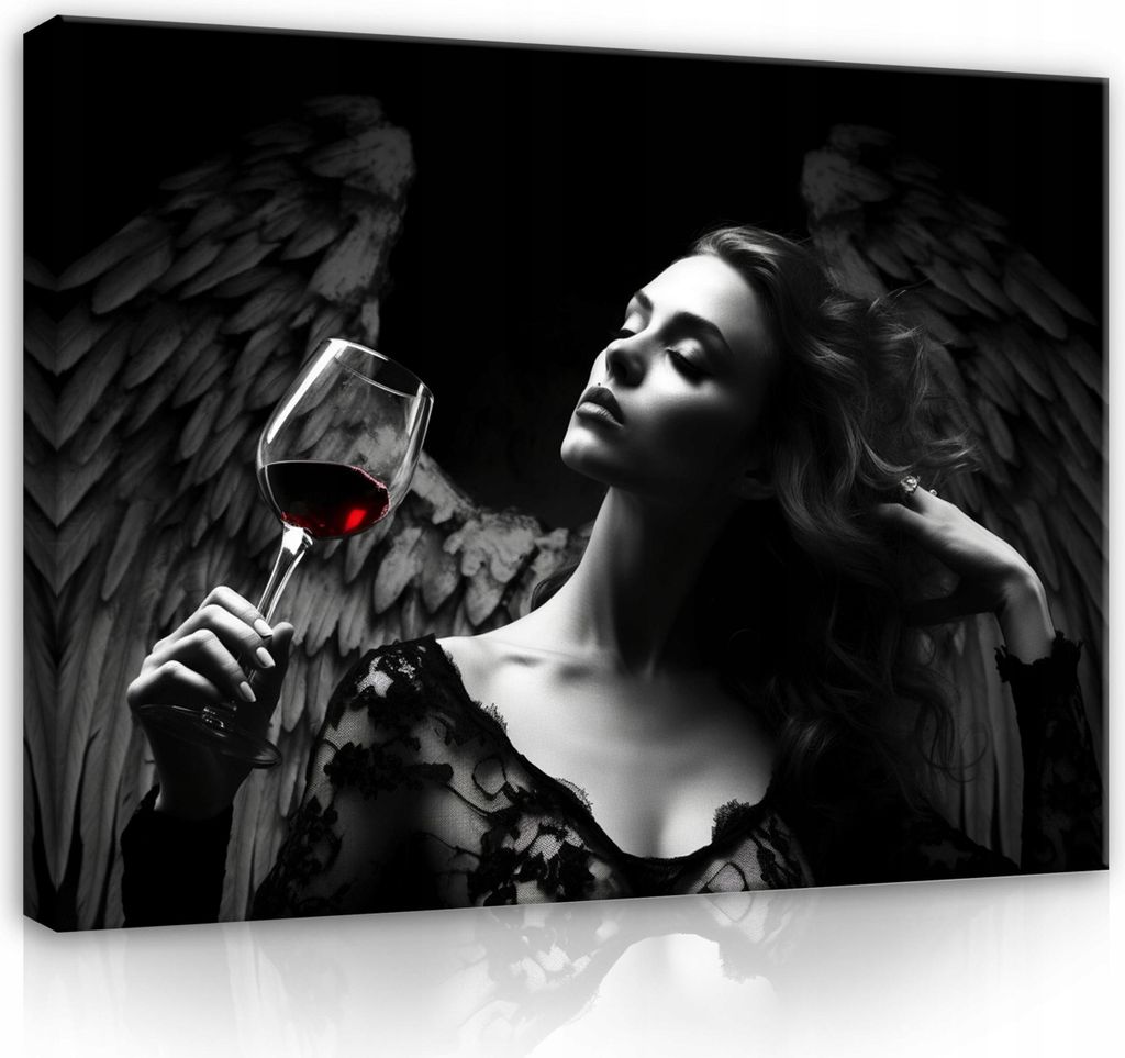 Leinwandbilder Engel Schwarz Frau Abstrakt 120x80 cm XXL Modern Canvas Bild auf Leinwand Bilder Leinwandbild Wandbilder Wohnzimmer Schlafzimmer