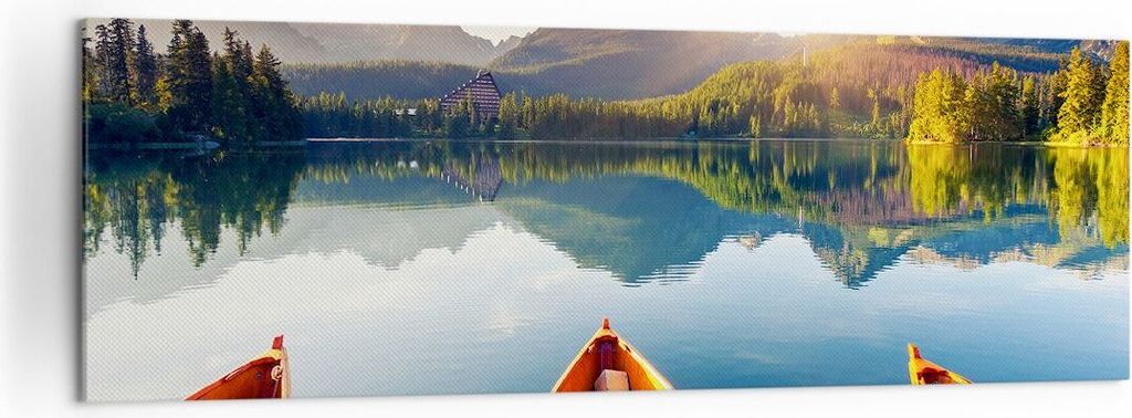 Bild auf Leinwand - Leinwandbild - See Natur - 160x50cm - Wand Bild - Wanddeko - Wandbilder - Leinwanddruck - Bilder - Kunstdruck - Wanddekoration ...