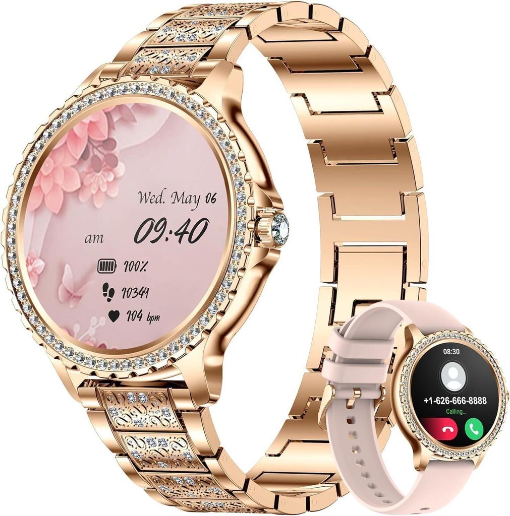 JUNG Nerunsa Smartwatch Damen Fitnessuhr, mit Bluetooth Frauen Smartwatch (3,35 cm/1,32 Zoll), Smart Uhr Herren, Fitnesstracker, Wasserdicht