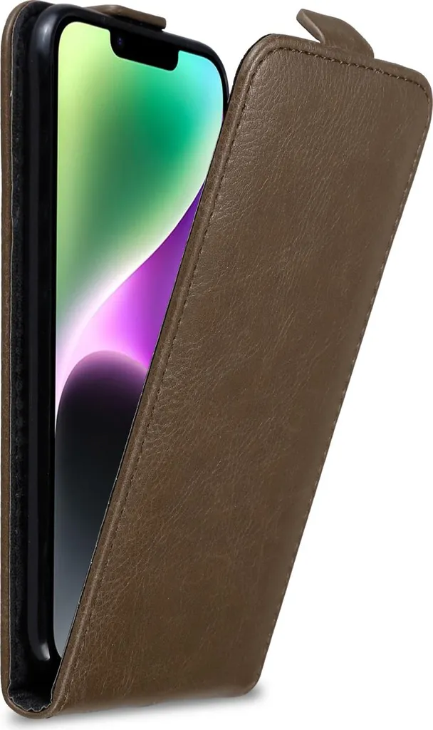 Custodia Cadorabo iPhone 14 PLUS Marrone - Protezione Flip Elegante
