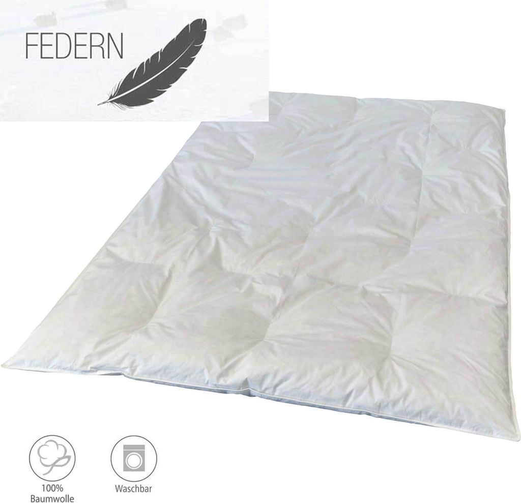 Bettdecke Feder Daune Oberbett 135x200cm Baumwolle Natur Produktbild 