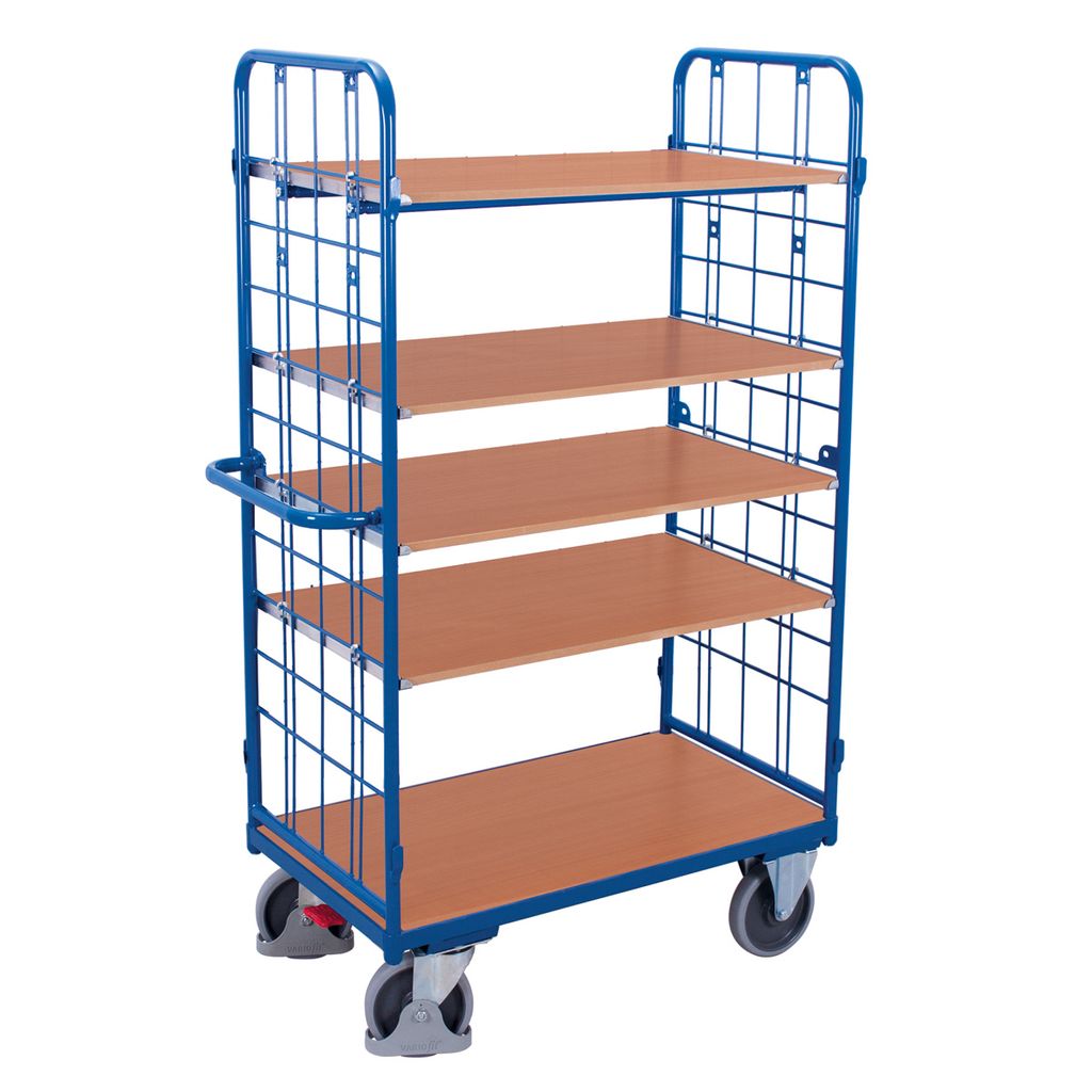 VARIOfit Etagenwagen, hoch, Stirnwände vergittert mit 5 Etagen 1000x600mm Anthrazitgrau RAL 7016
