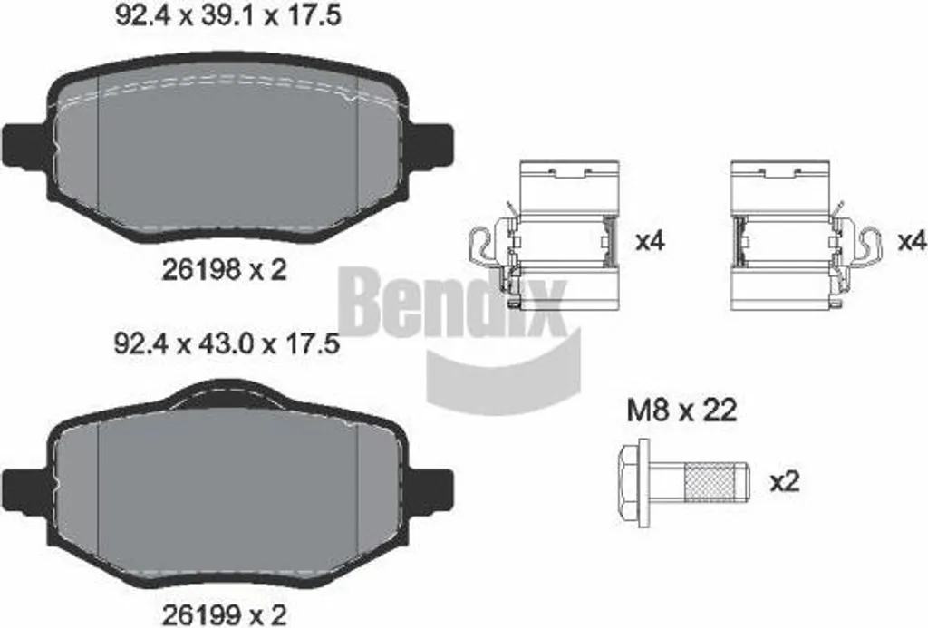 Plaquettes de frein BENDIX BPD1653 pour C4 et Corsa F - Qualité OE
