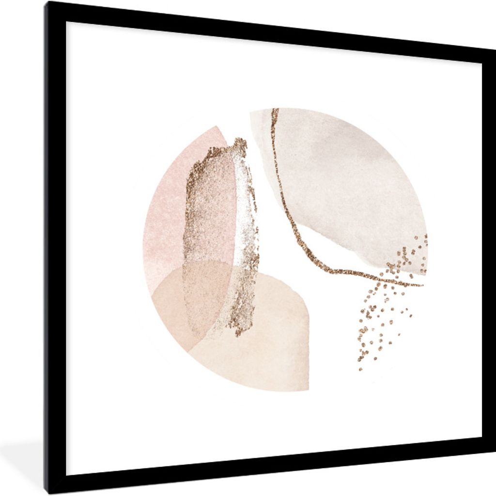 Poster mit Rahmen - Aquarell - Kreis - Abstrakt - 40x40 cm - Poster mit zchwarzem Bilderrahmen