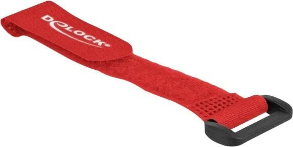 Delock 150x20mm Serre-câbles à scratch rouge avec boucle - Lot de 5