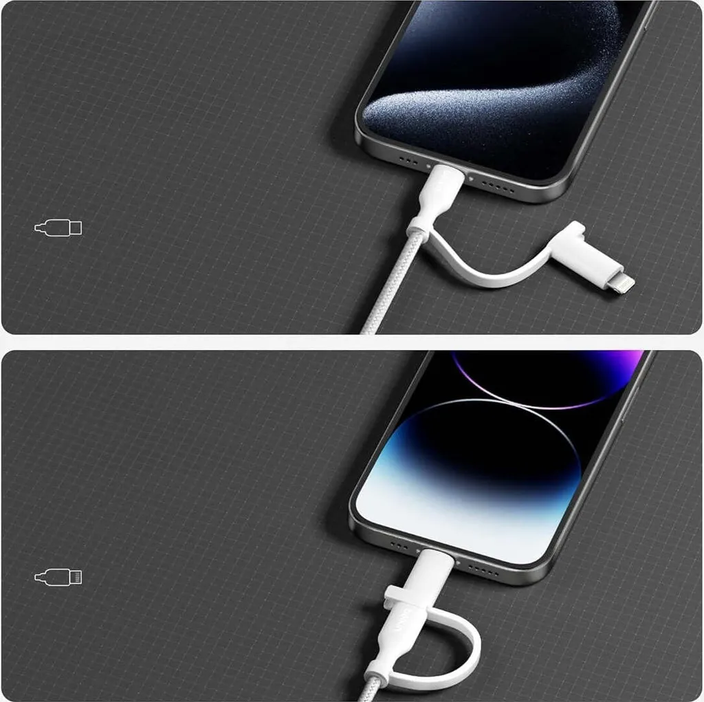 Câble Belkin BoostCharge Pro USB-C vers Lightning et USB-C Blanc 1,5m - 10
