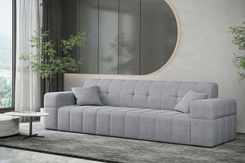 Kaiser Möbel Sofa 3 sitzer Couch NIMES stilvol Stoff VERITA Grau