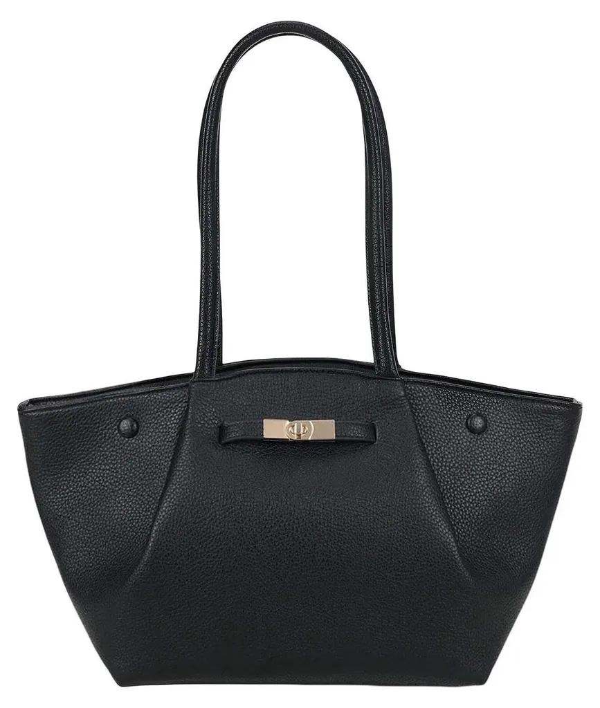 Sac Cabas Femme Noir Anti-Vol Fermeture Vis Cuir Grainé Porté Épaule