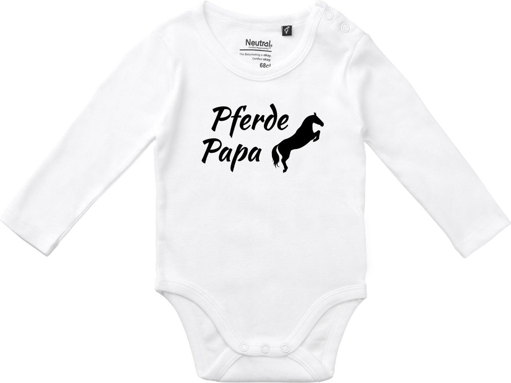 Huuraa Baby Body Pferdepapa Silhouette 74 White Baumwolle Fairtrade Langarmbody Geschenkidee
