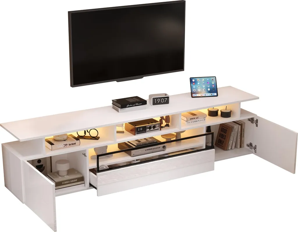 Support TV 180cm Idéal pour Cinéma Maison et Rangement Multimédia - 12